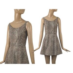 Cheetah print minidress Y2K cyber animal print vintage sleeveless A-line mod